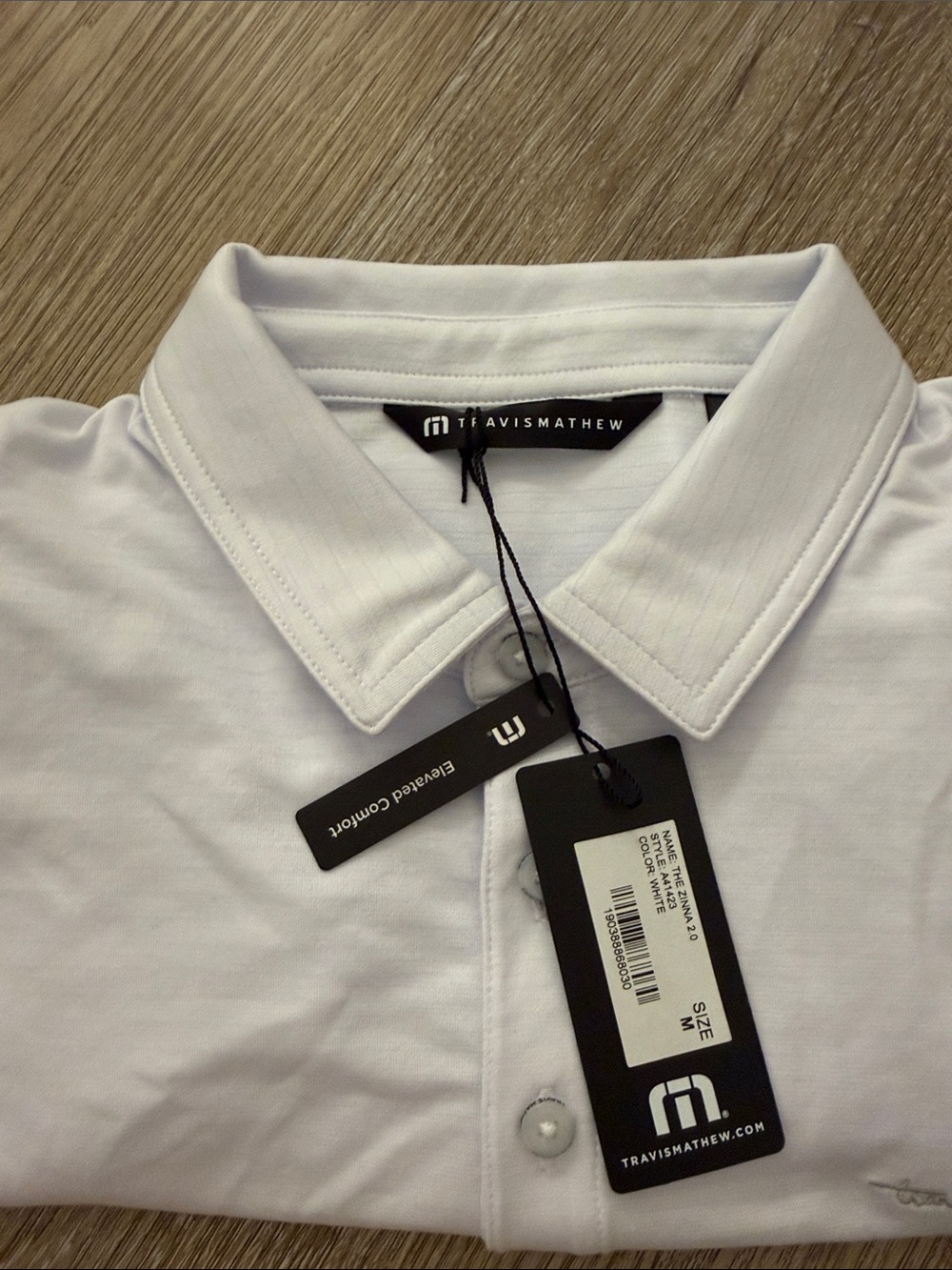 Travis Mathew White Men’s Polo with Branded Tags